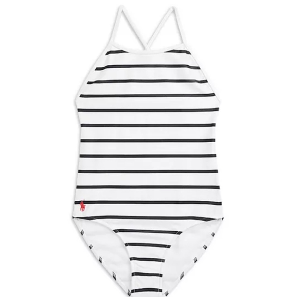 Macy’s Polo Ralph Lauren NWT Striped Stretch One-Piece Swimsuit Girls 14